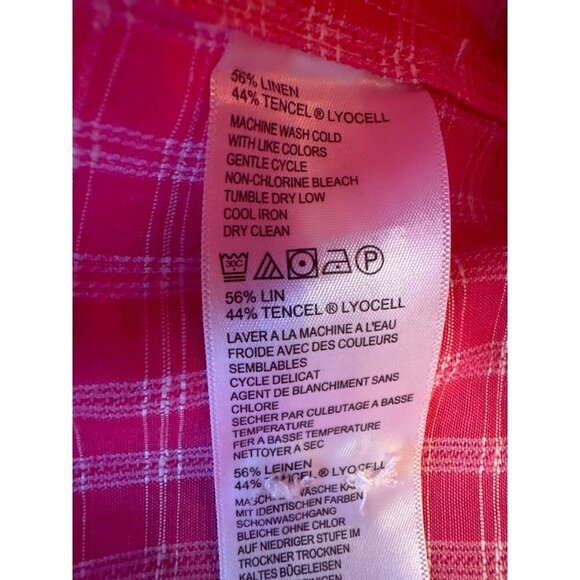 Tommy Bahama Mens Red Plaid Button-Down Shirt L/G Linen & Tencel - Picture 6 of 7